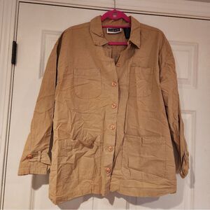 Erika tan cotton lightweight button up jacket XL